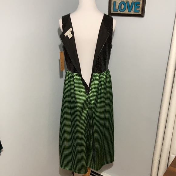 NWT Kersh by ModCloth Black & Green Sequin Striped Formal Cocktail Dress Large - Picture 8 of 15